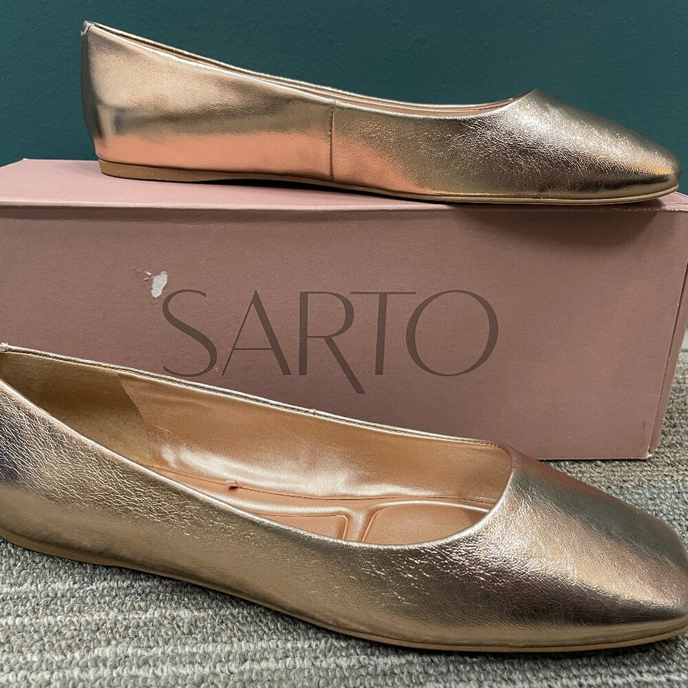 Franco Sarto Metallic Rose Gold Leather Ballet Flats